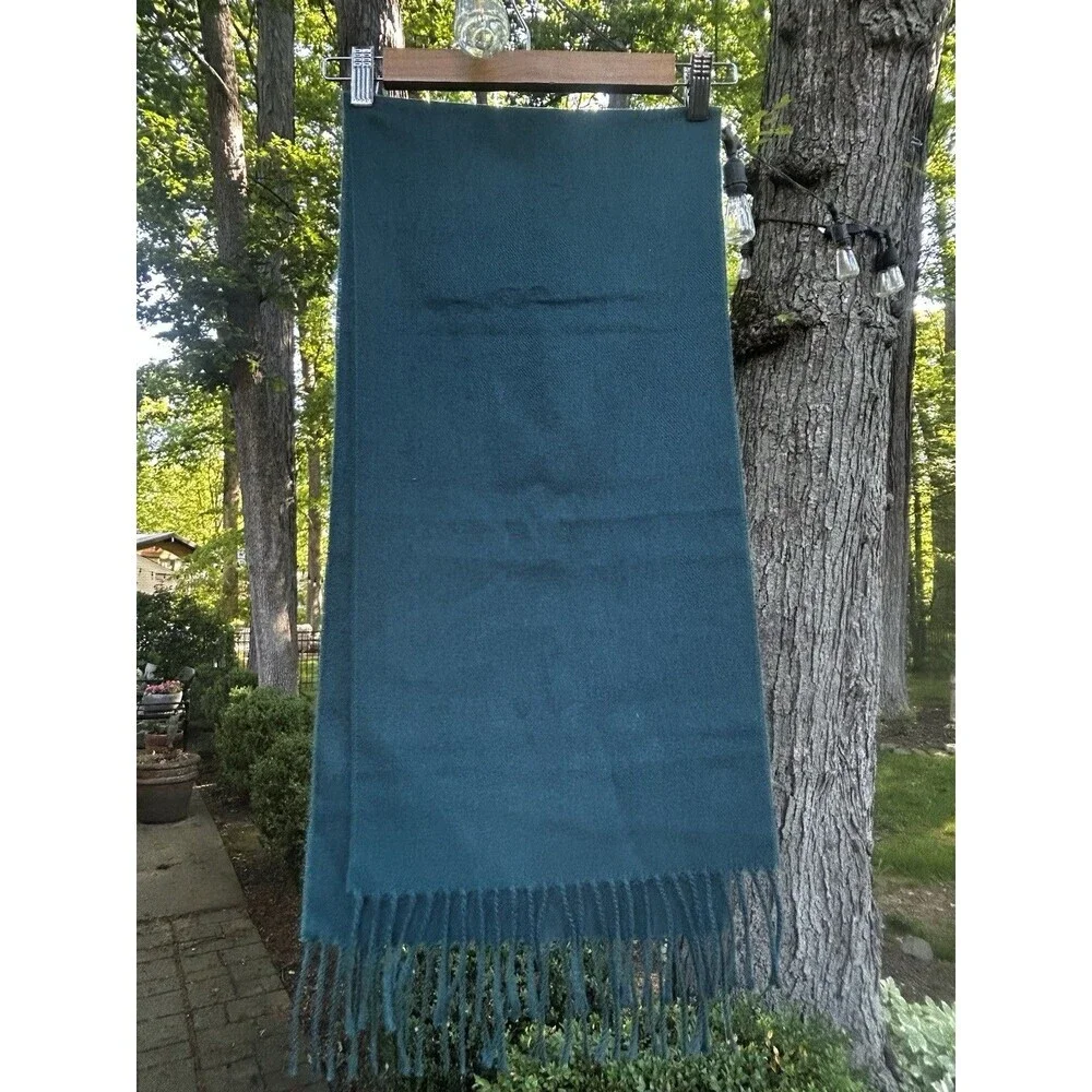 Christian Dior Esharpes Cashmaire Scarf Teal Fringe Preppy Heritage Soft Japan